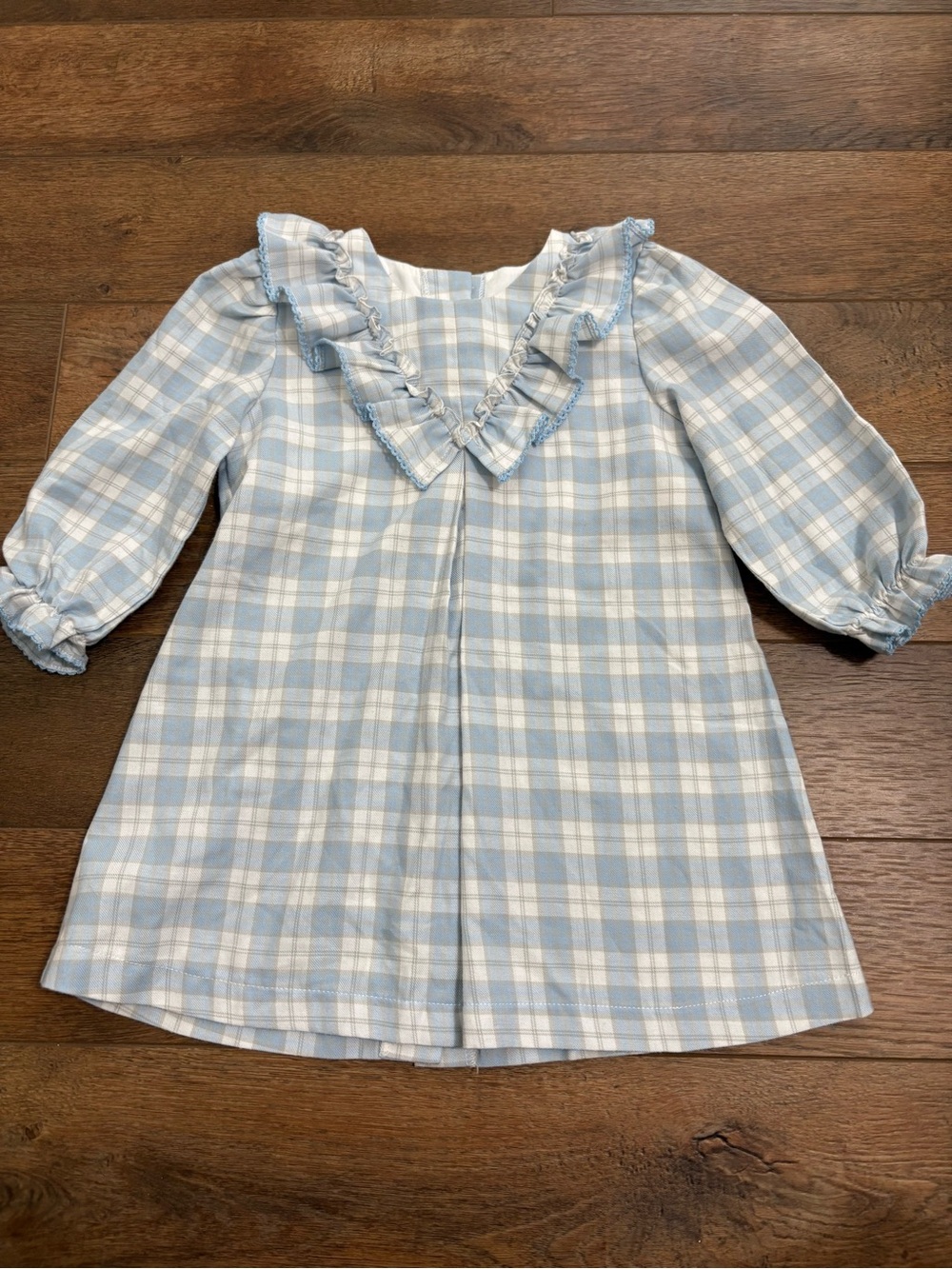 Delaney Blue Plaid Ruffle Collar Dress 24M Girls